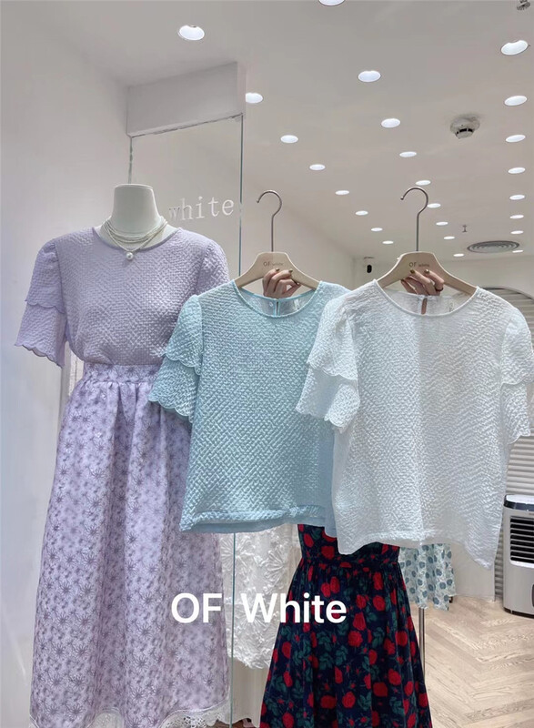 [of white] Korean version round neck bubble sleeve blouse (only for tops) 881289# hjy