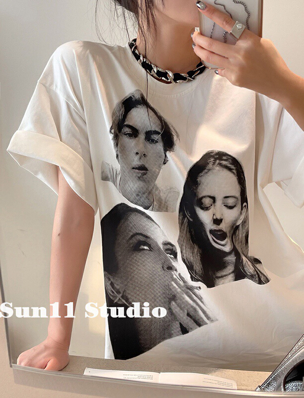 New in early summer! [wgwe] American loose round neck short sleeve T-shirt 1405# PCZ