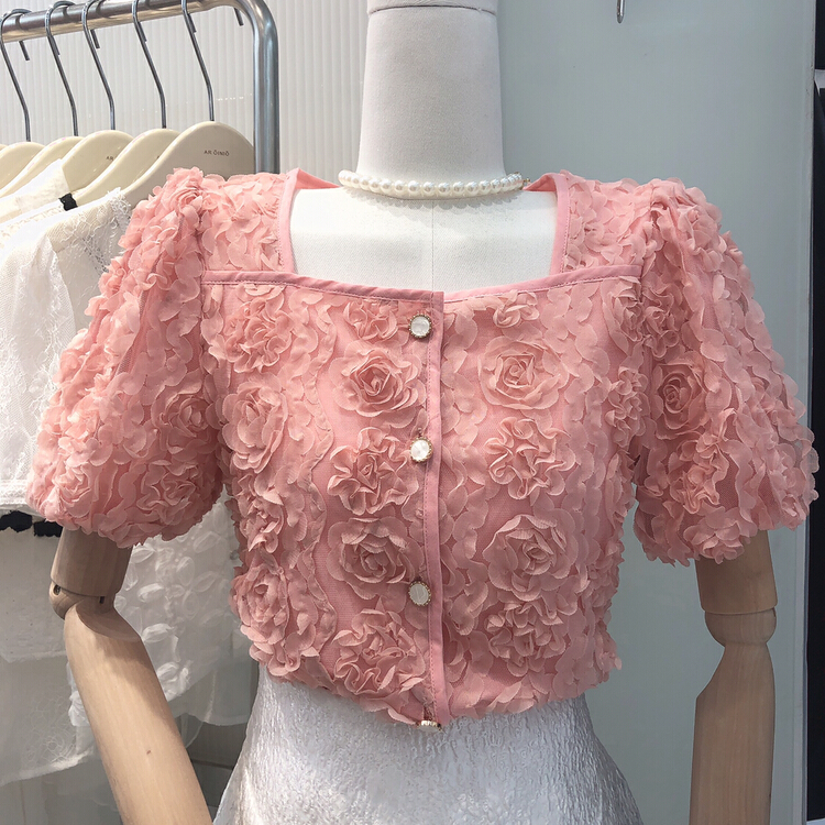 [Shesu sleepover] Korean lace flower blouse (only selling blouses) 2230# zxx