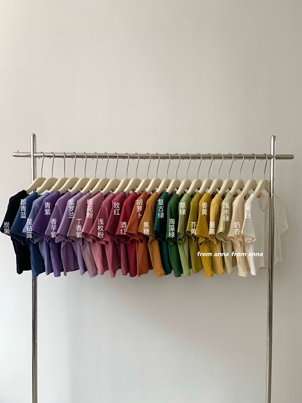 New in early summer! [from Anna] Korean simple short fit solid color short sleeve T-shirt 6140# LSW