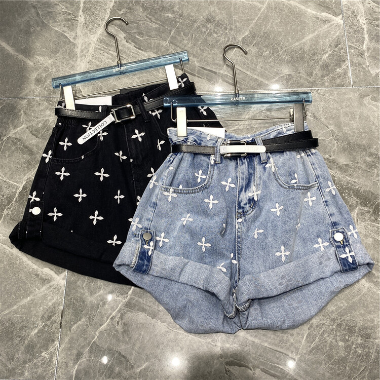 [Camille] personalized printed versatile denim shorts (without belt) a2956# ZSY
