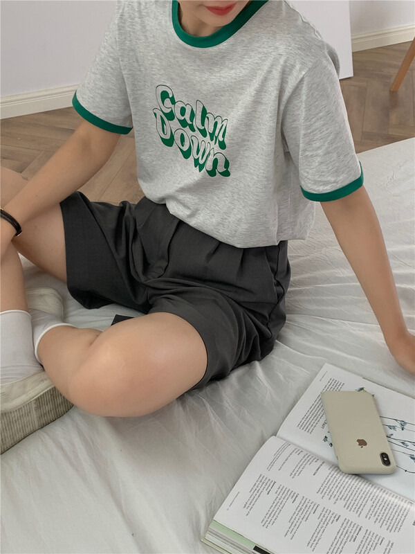 goods in stock! New in early summer! [feeding] Korean fashion print commuter versatile short sleeve T-shirt ys1-8871# cqw
