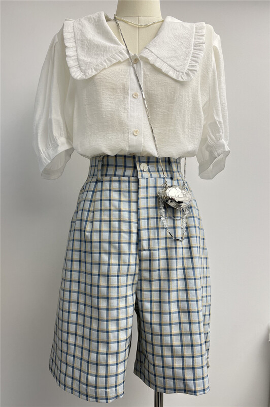 [within one circle] checkered Korean age reducing gentle casual shorts 8755# LSW
