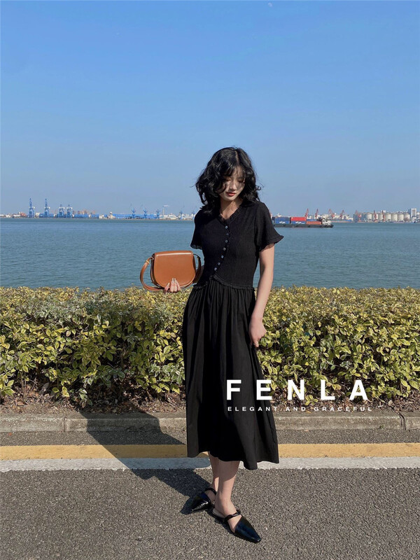 New year in early spring! [fenla] French elegant waist closing thin short sleeve dress 69662# XYJ