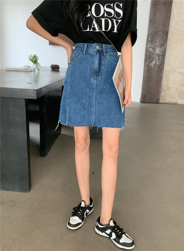 New in early summer! [speed cow] slim single button simple skirt 7203# ZZL