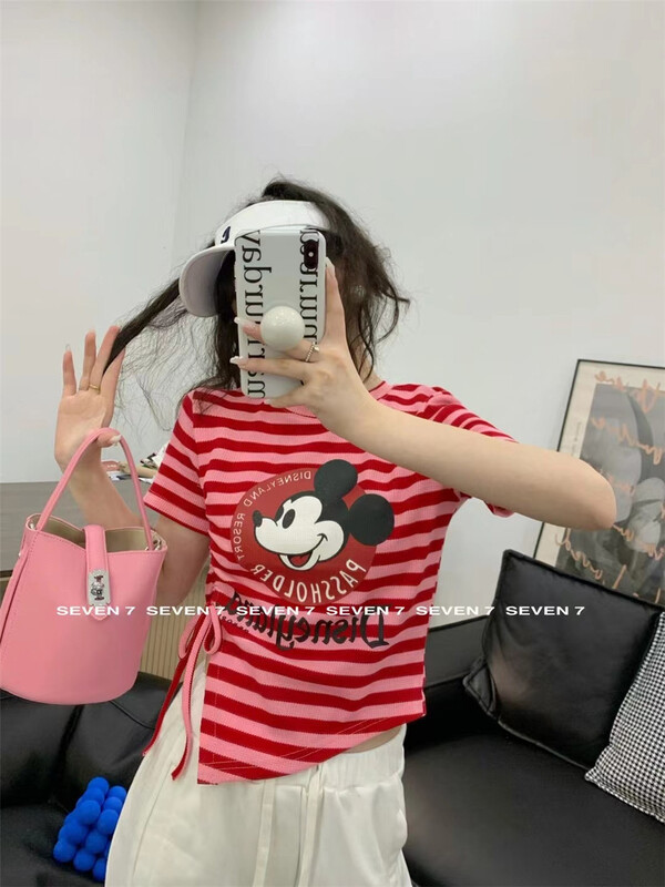 [seven 7] Mickey stripe Pullover short sleeve T-shirt 8208# WTT