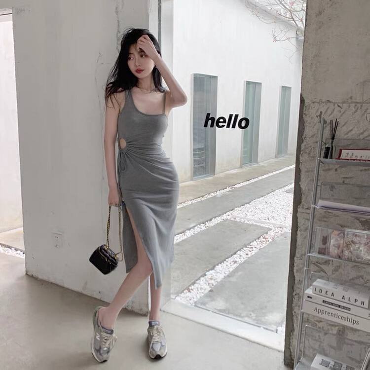 [xinyuanjieyi Xinyuan garment] careful machine split medium length dress 536# Cl