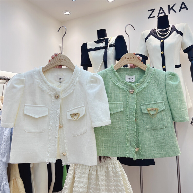 [Zaka] single breasted comfortable Korean short coat (with Brooch) w58280# L