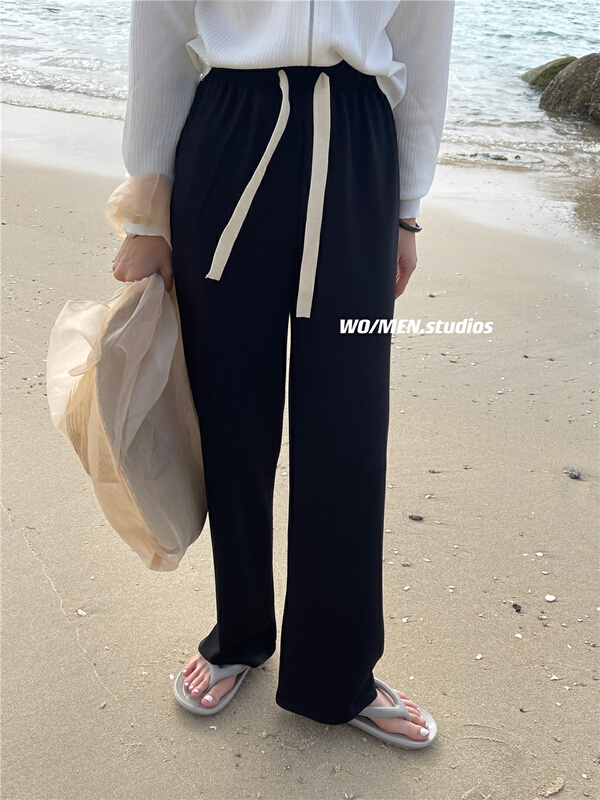 New year in early spring! [Wo / men] Elastic Waist Wide Leg versatile casual pants 3306-1# zxl