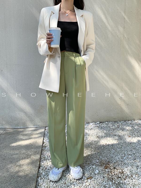 New year in early spring! [Xiu Xixi] lady simple Korean wide leg high waist trousers 19363# zxx