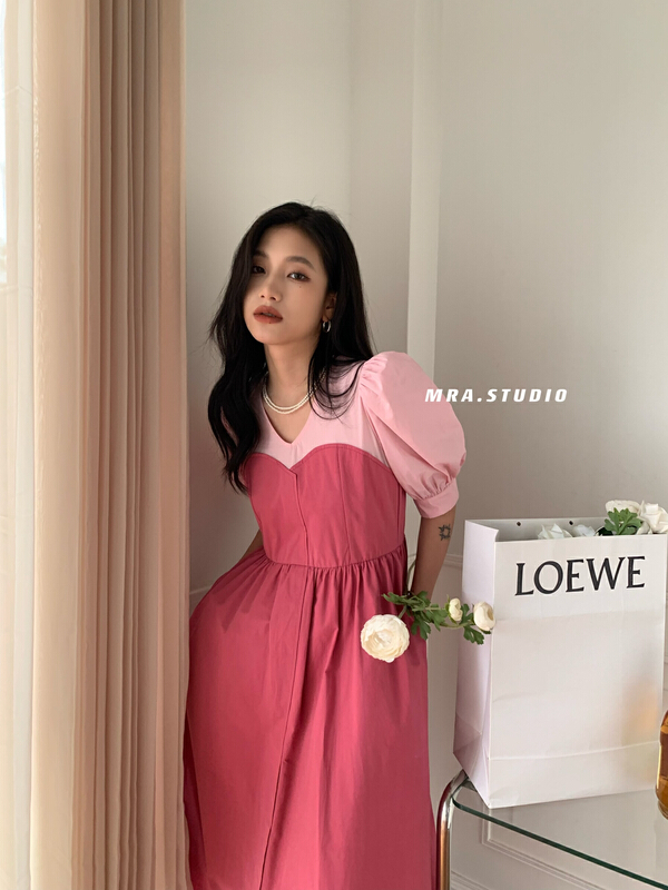 [MRA] Korean style stitching design dress xt5066# zxl