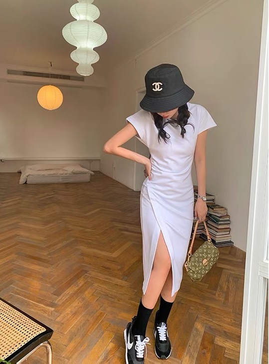 [come and see] slim fit, slim waist, slit dress 0084# JJ
