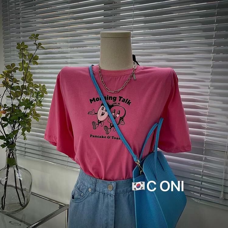 [C oni] cartoon letter short sleeve T-shirt c220-t666# HLL