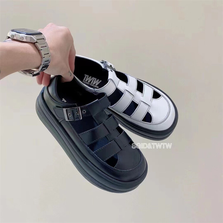 [words below] retro Korean low flat heel sandals 501-c1126-43# CCL