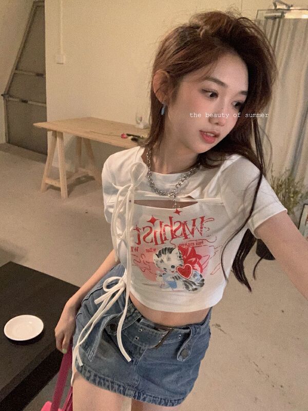 New in early summer! [timely rain] Hanfeng ins sweet spicy short sleeve T-shirt 51019# WPL