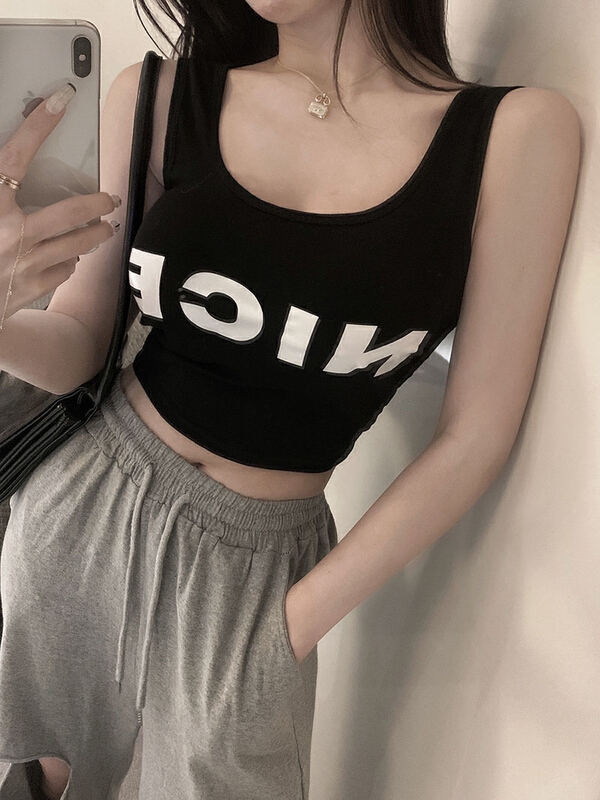 [KD] letter leisure sports one cup beautiful back vest 413# hjy