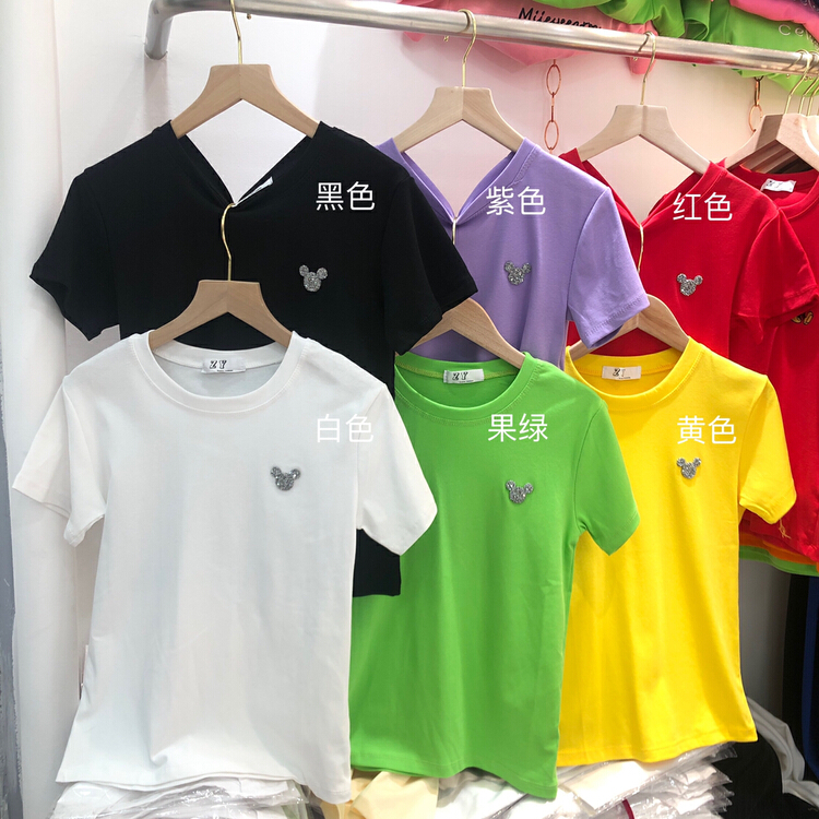 New in early summer! [three thousand gold] fashion candy color versatile short sleeve T-shirt 003# ll
