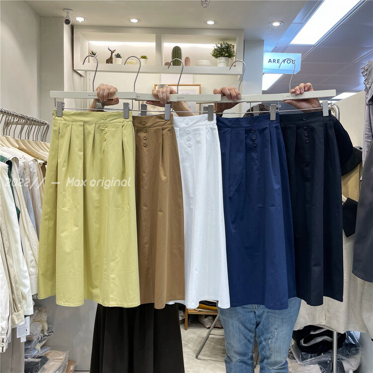 New year in early spring! [Max original] high waist solid color button skirt 97881# HBx