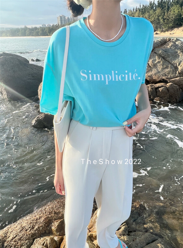 New year in early spring! [the show] Korean loose letter Casual Short Sleeve T-shirt 20159# CLS