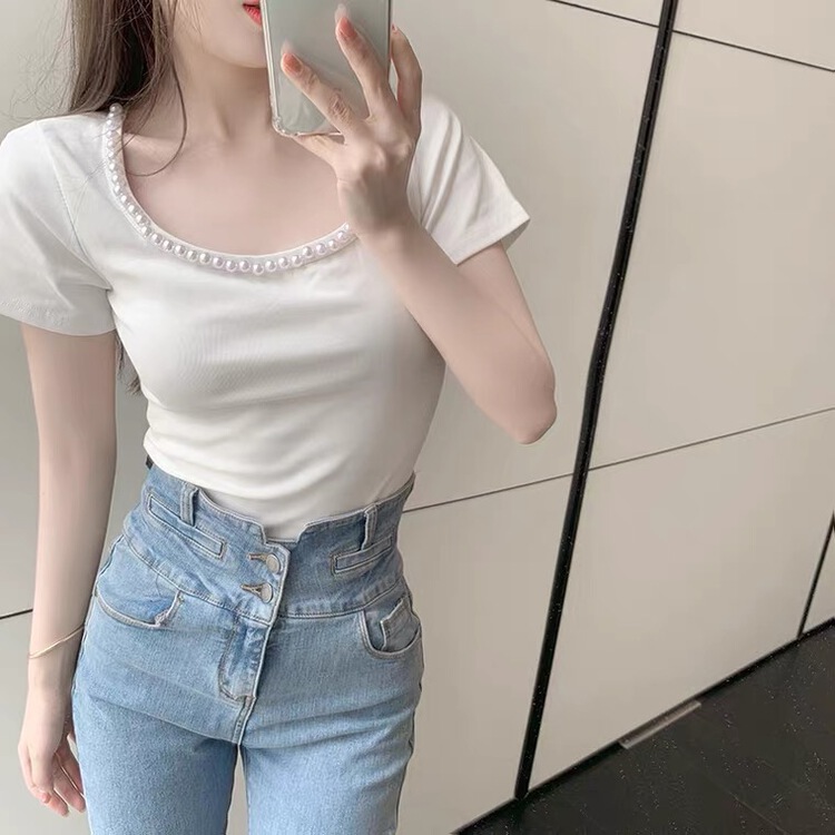 [anan+] nail bead short short sleeve T-shirt 2050\wtt