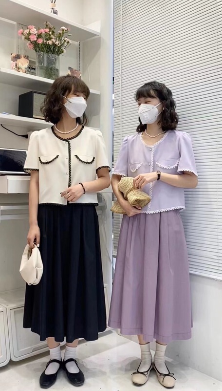 goods in stock! [c.hfeiyang] V-neck contrast lace small shirt 6768# HBx