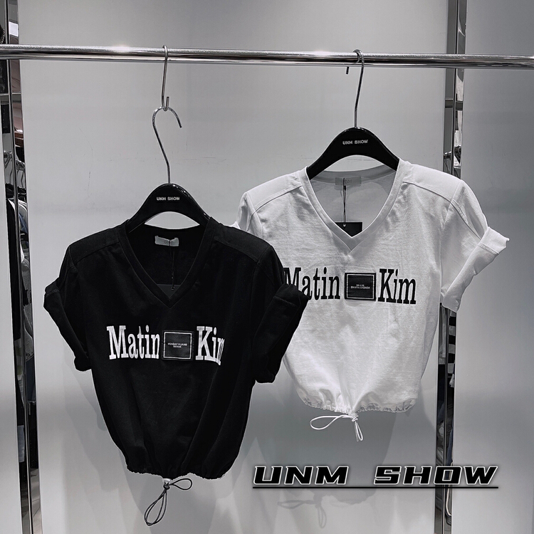 [unm-show] Korean alphabet comfortable V-neck short sleeve T-shirt 6239# WTT