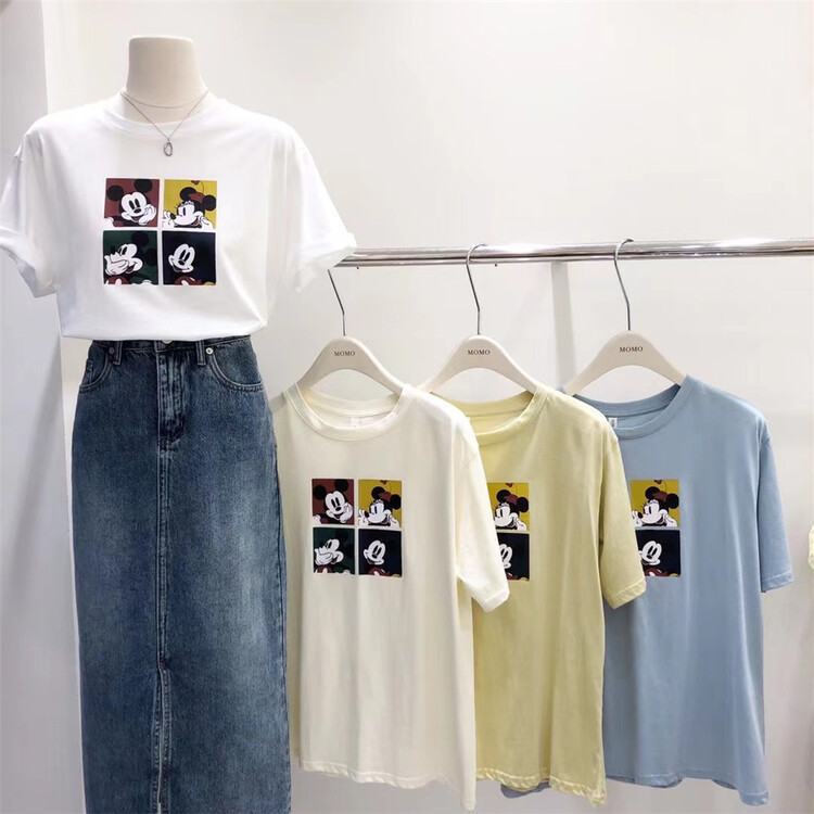 New in early summer! [Momo] Korean cartoon Mickey print short sleeve T-shirt 3827# HBx