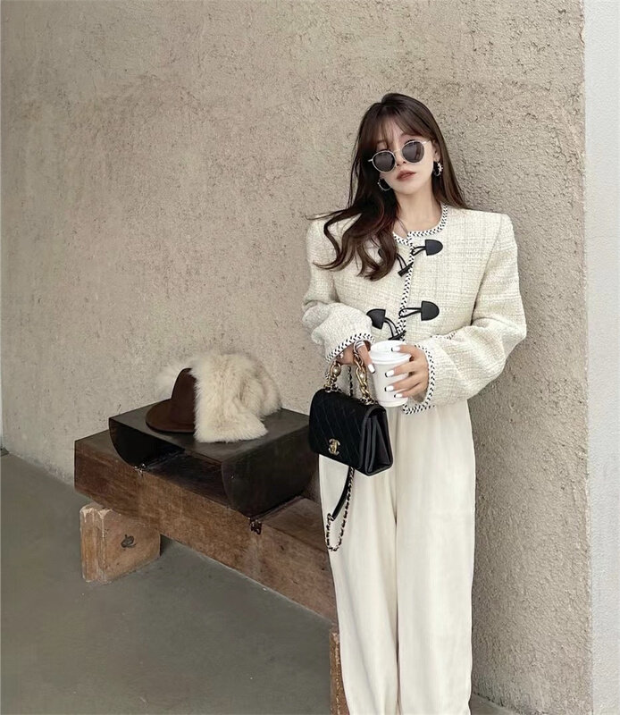 Original price 145.91! [ala] open line side ox horn buckle small fragrance short coat 2395# JJ
