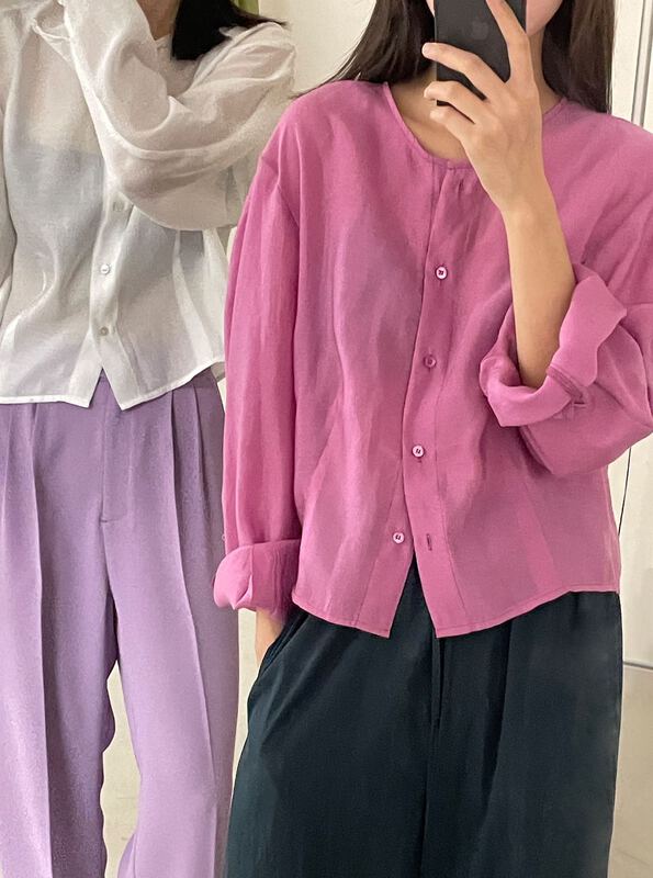 goods in stock! [clean space] Korean version simple and clean color temperament small shirt 31809# CLS