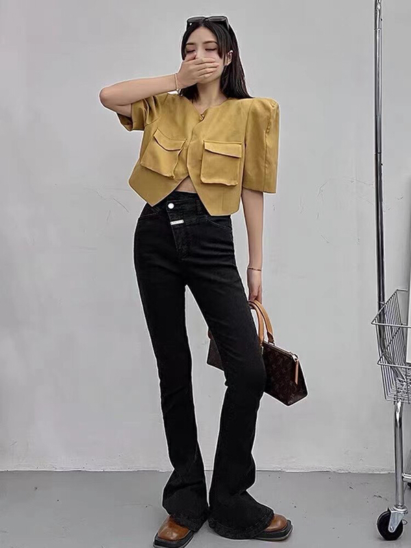 [okd] high waist thin horseshoe jeans 020650# zxl
