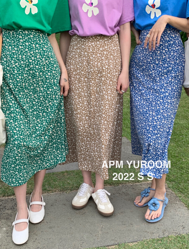 Original price 66.55! New year in early spring! [APM yuroom] Korean fashion versatile floral skirt a22905# LSL