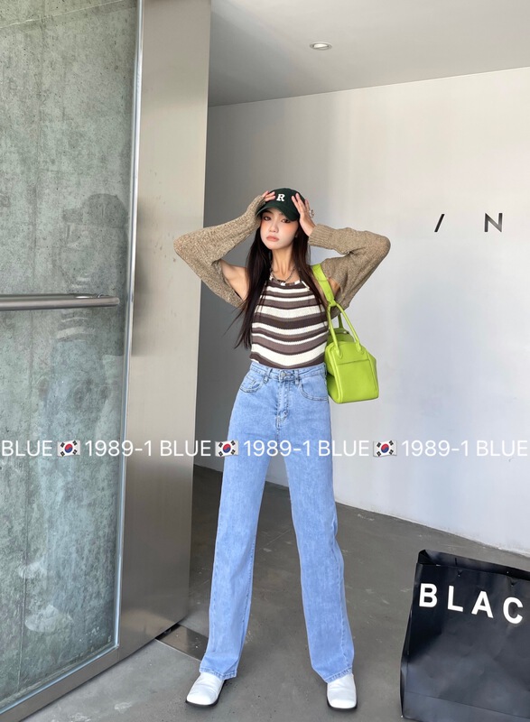 [blue] Korean solid straight jeans 1989# hjy