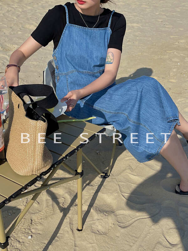 [bee Street] Korean loose and versatile denim skirt 9076# lwy