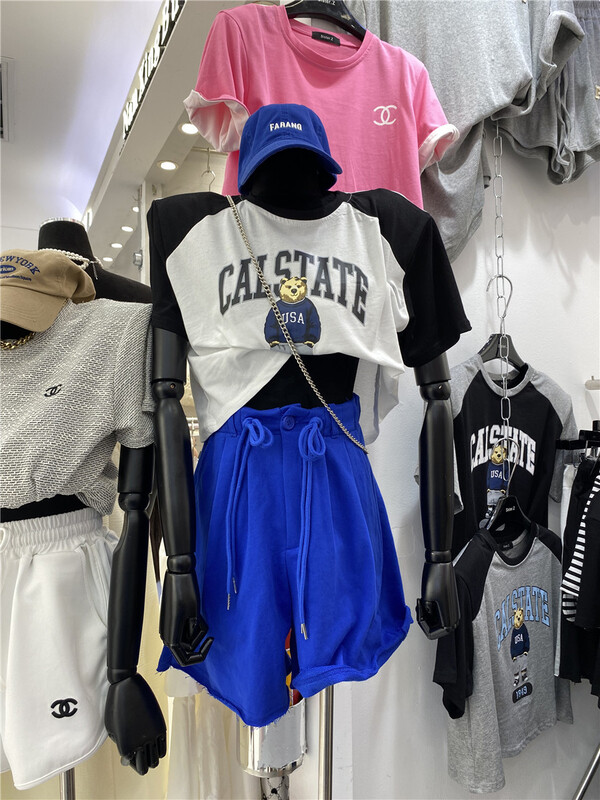 [sister. Z] round neck raglan sleeve cartoon printed short sleeve T-shirt (T-shirt only) 9056# ozq