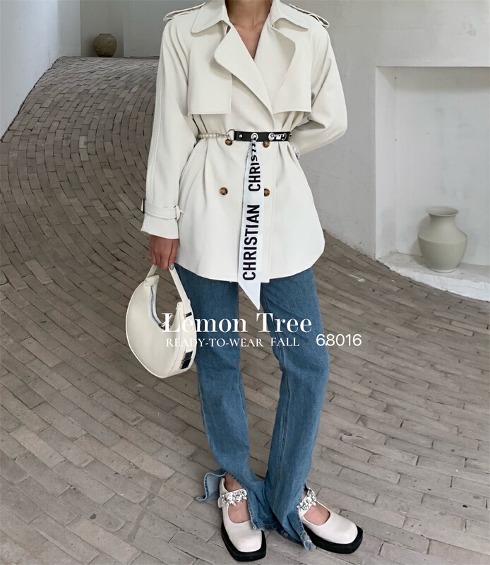 New year in early spring! [lemon tree] simple and versatile solid color windbreaker (with belt / cuff) 68016# XYY