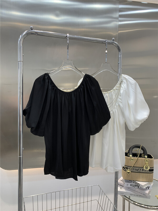 [Linna] gentle wind bubble sleeve temperament shirt (detachable with chain) 020# zxx