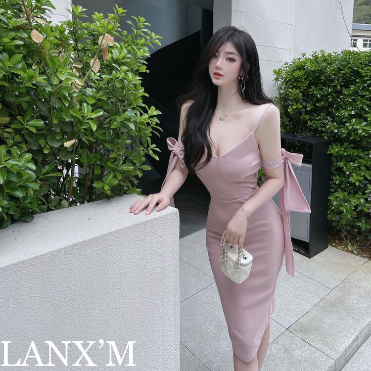New in early summer! [lanxm] elegant butterfly slim dress 18029# JJ