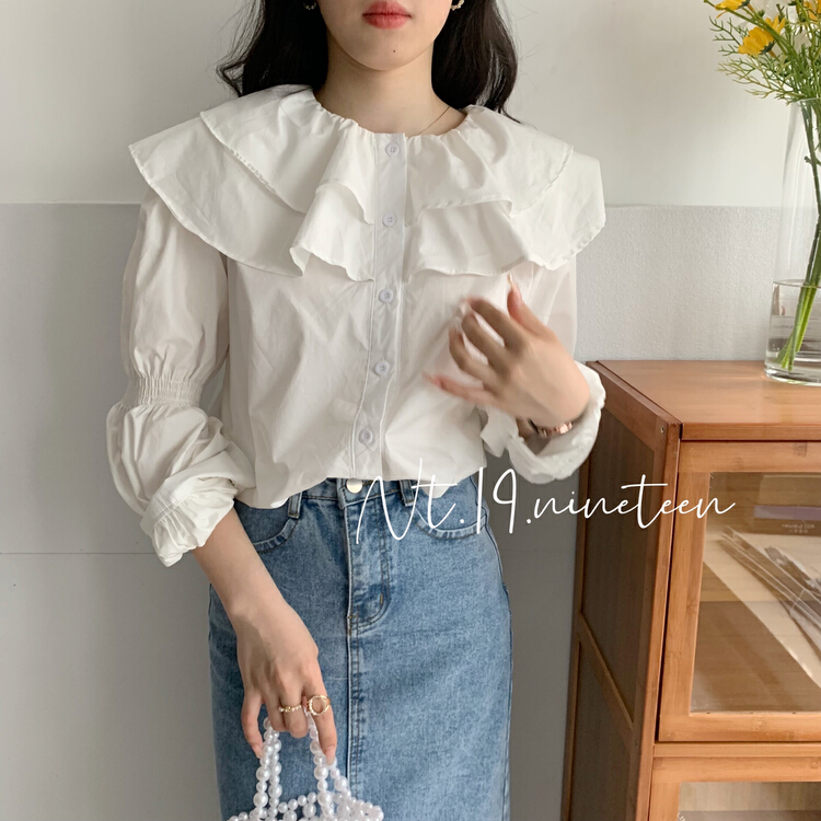 [19. Nineteen] double layer doll neck design shirt 290# ll