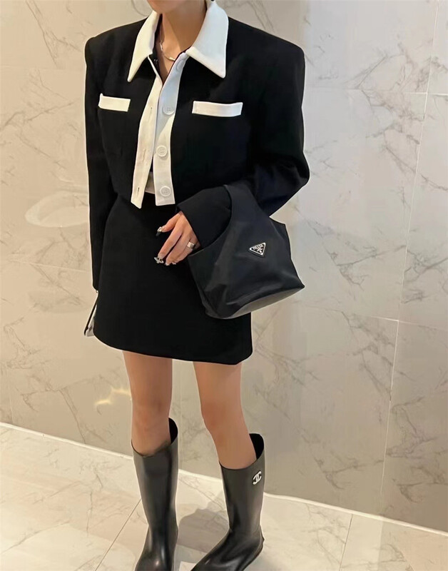 goods in stock! New year in early spring! [Muxi] color matching fashion personalized suit + slim skirt suit (excluding necklace) ys3-832# LSL