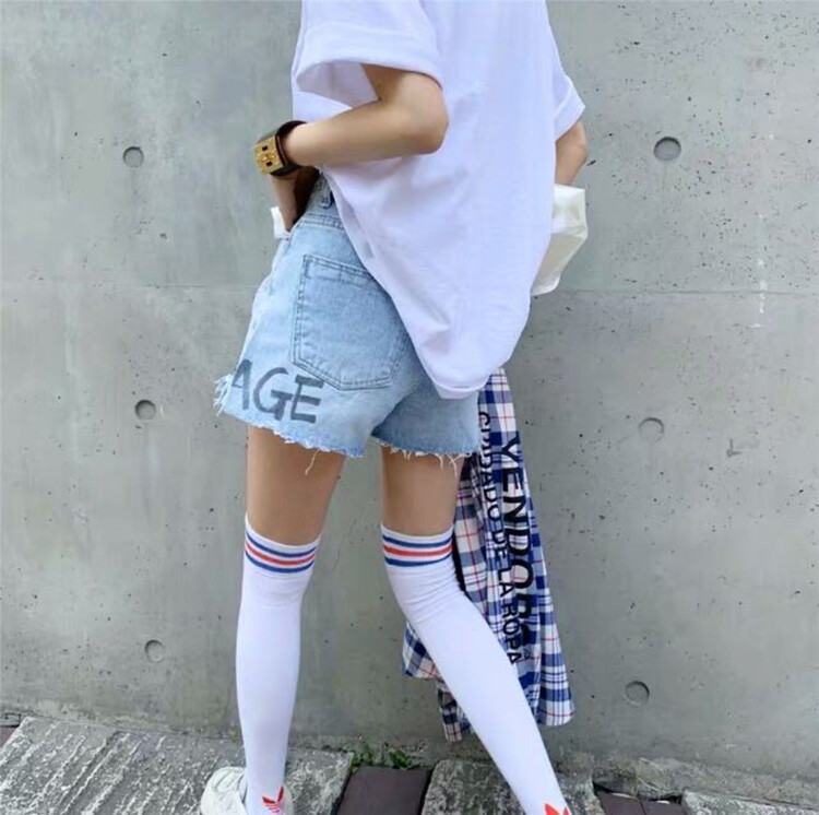 New in early summer! [Wu / u] letter printed casual aging denim shorts ys1-8031# LSL