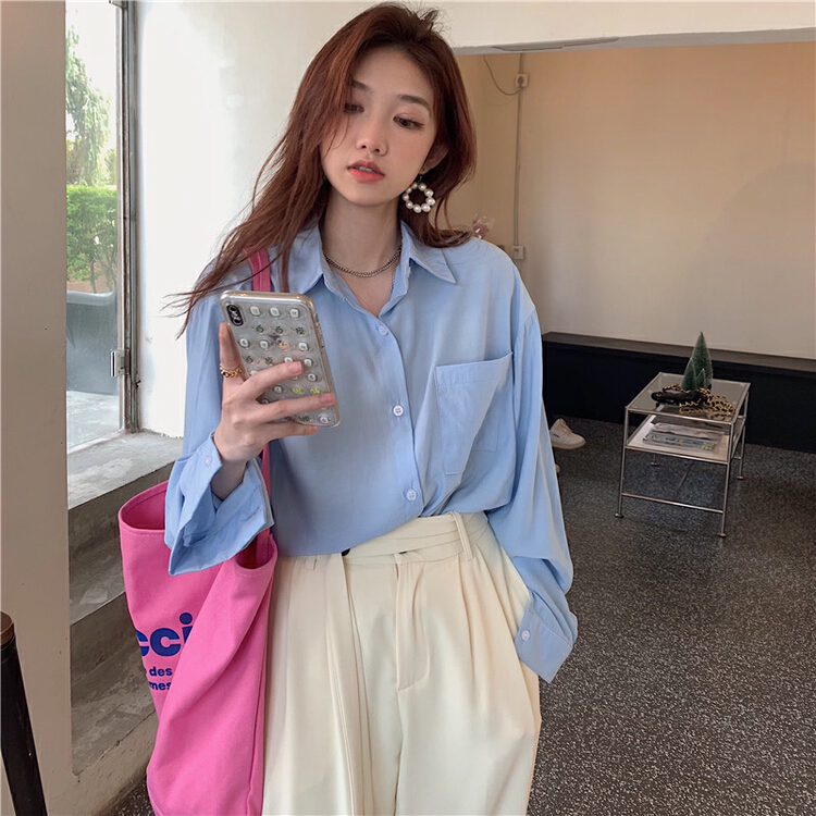 New year in early spring! [timely rain] Han Feng ins gentle, sweet, loose and versatile candy color sunscreen shirt 42155# WPL