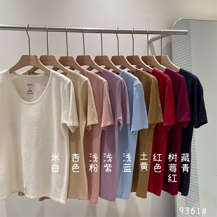 [fifth moon] simple and versatile round neck short sleeve T-shirt 9361# CLS