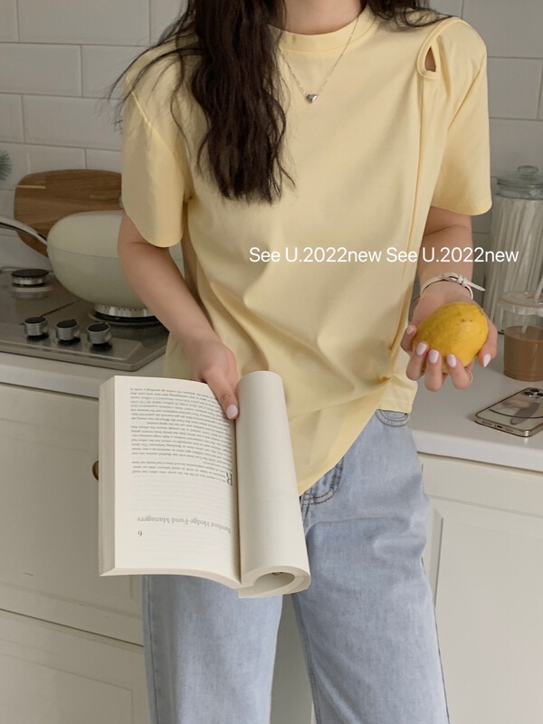 New year in early spring! [see u] simple and comfortable Korean Short Sleeve T-shirt 9130# L