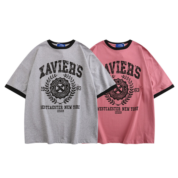 Unisex! [INS error] letter color blocking comfortable short sleeve T-shirt t2238# hyy