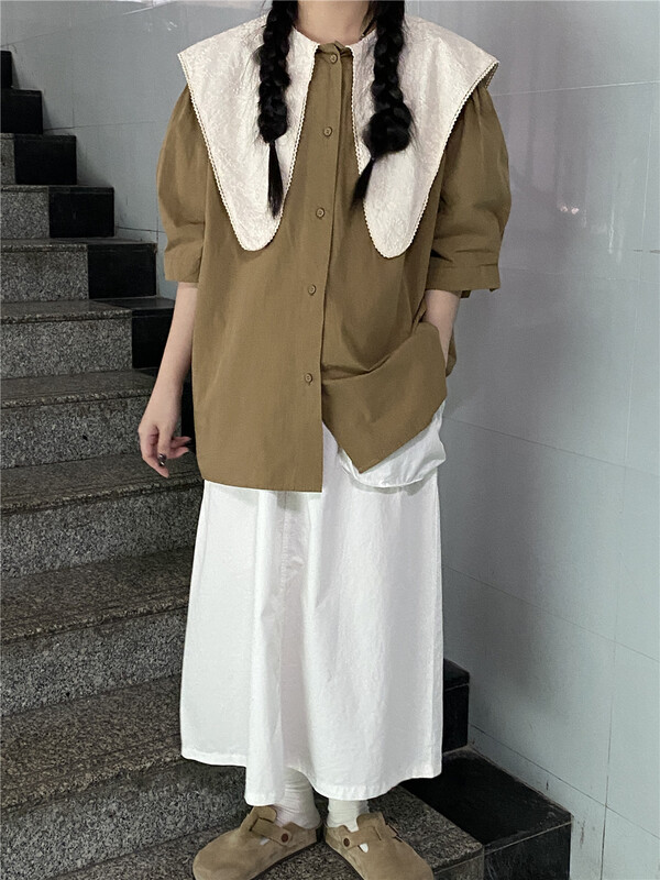 [bathing] single breasted color matching fashion shirt 1153# L