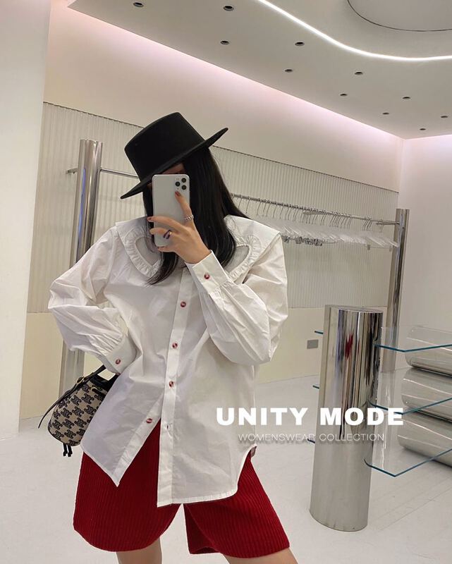 New year in early spring! [unit] doll collar sweet style lovely hollowed out versatile loose shirt ys1-9503-1# cqw