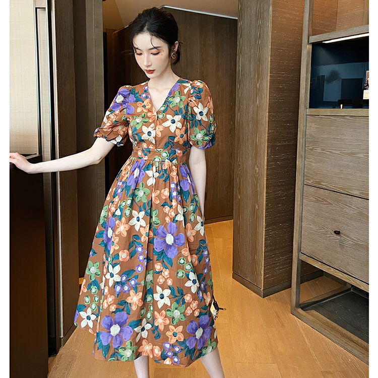 New in early summer! [Hanna Hanna] French elegant high waist thin dress m5239# XJ