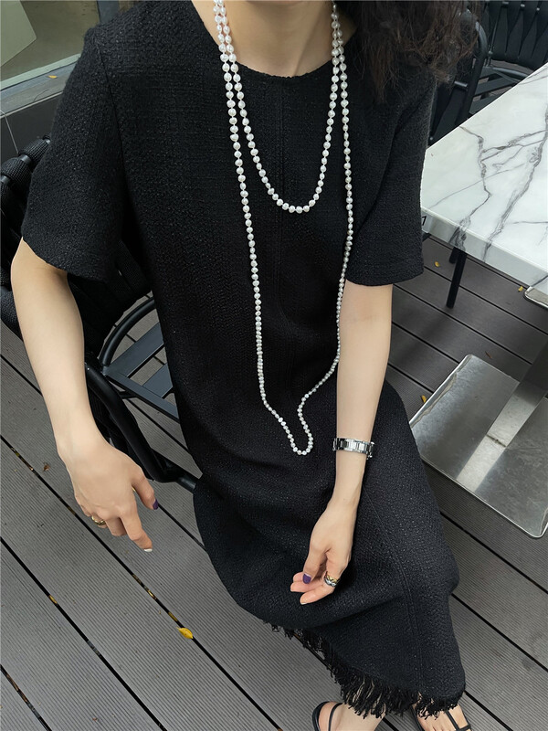 goods in stock! [three. H] Korean tassel loose short sleeve dress 22036# cqw