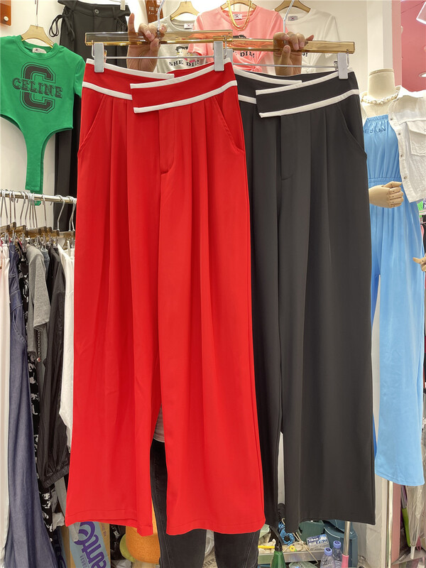 [show] Korean color blocking and pleated trousers 88281# ozq