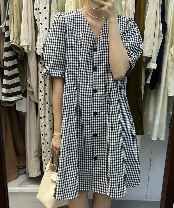 [h-xl] Korean V-neck versatile dress 3500# XYY